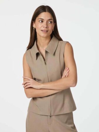 Annabella structure waistcoat dark taupe Neo Noir