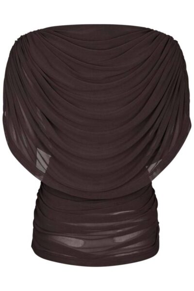 Cottuna drapy mesh top brown Neo Noir
