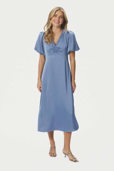 Illana heavy sateen dress smoke blue Neo Noir