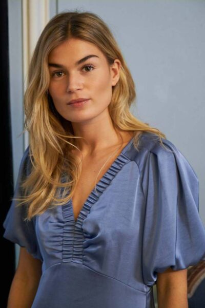 Illana heavy sateen dress smoke blue Neo Noir