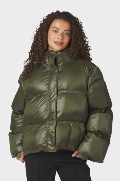 Rhea shiny puffer jacket olive Neo Noir