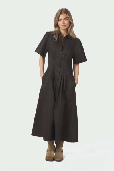 Baia poplin dress chocolate Neo Noir