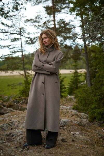 Keaton wool coat taupe Neo Noir