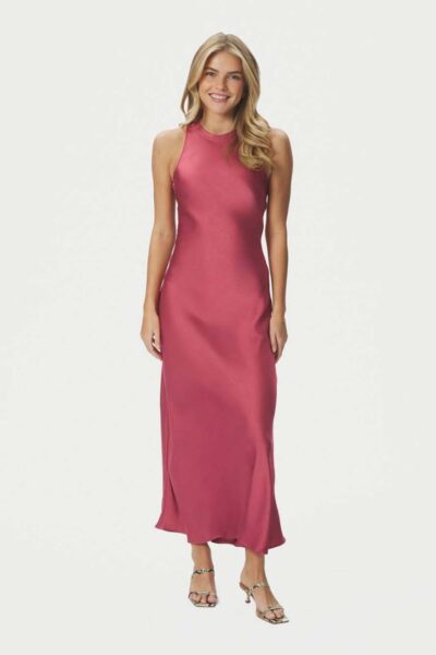 Celinie heavy sateen dress cherry pink Neo Noir