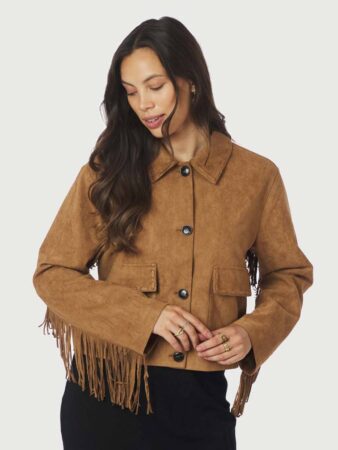 Lauron faux suede jacket cognac Neo Noir