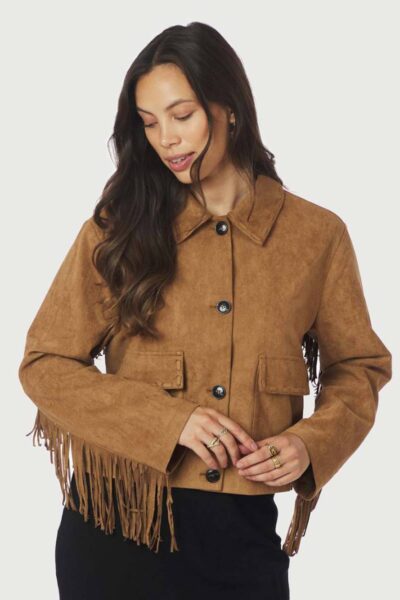 Lauron faux suede jacket cognac Neo Noir