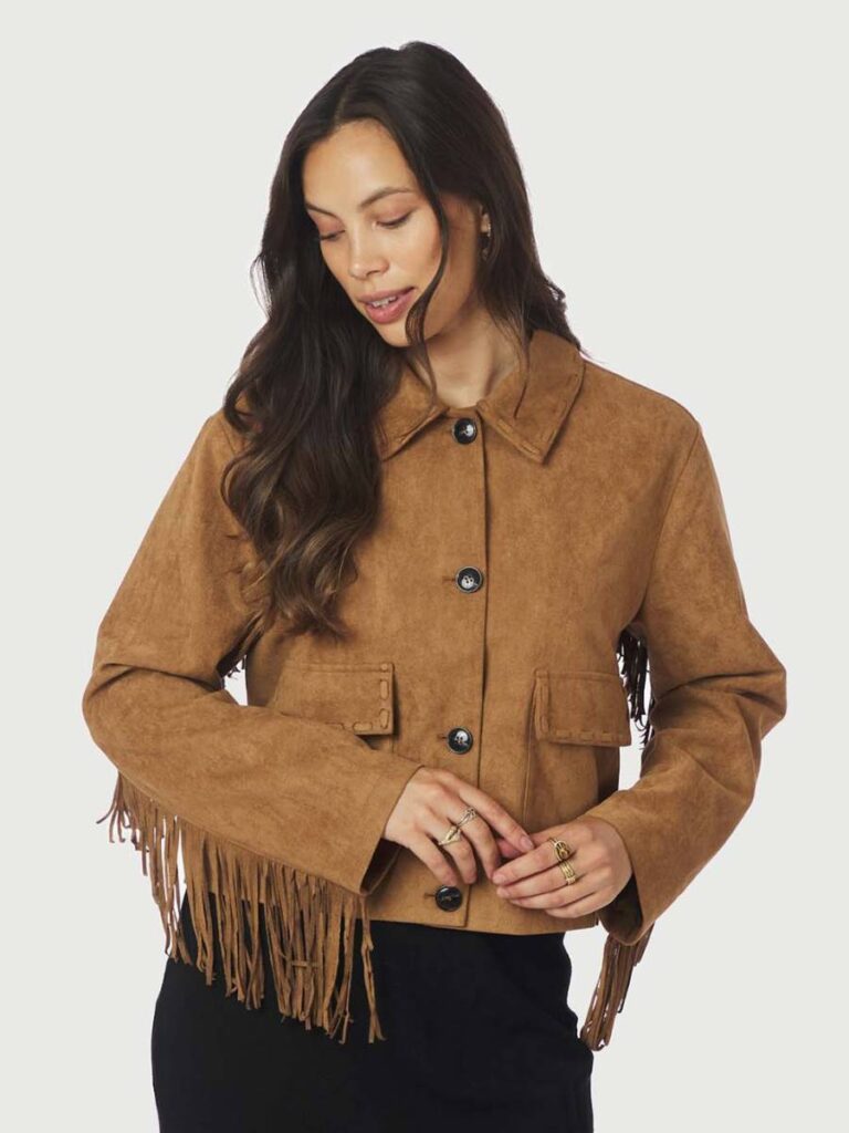 Lauron faux suede jacket cognac Neo Noir