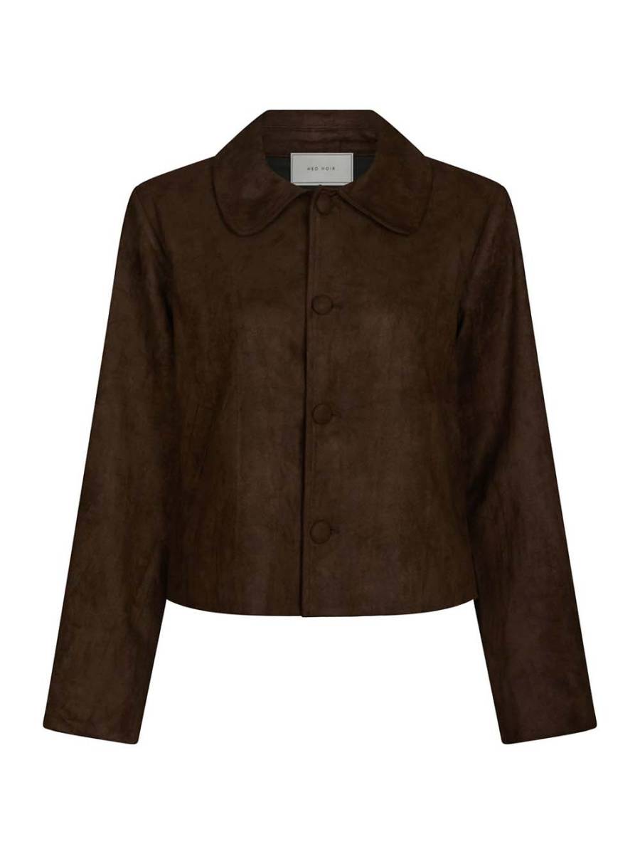 Nilo faux suede jacket dark brown Neo Noir - Afbeelding 4