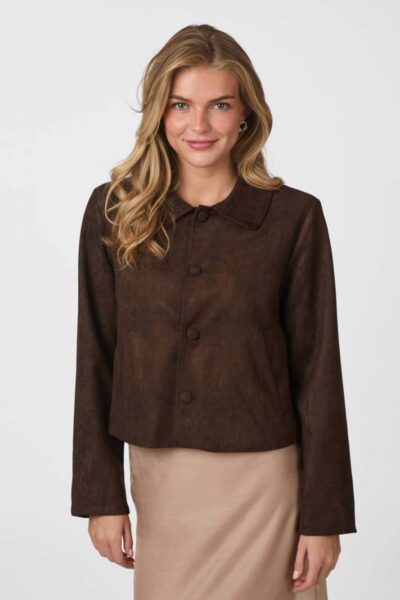 Nilo faux suede jacket dark brown Neo Noir