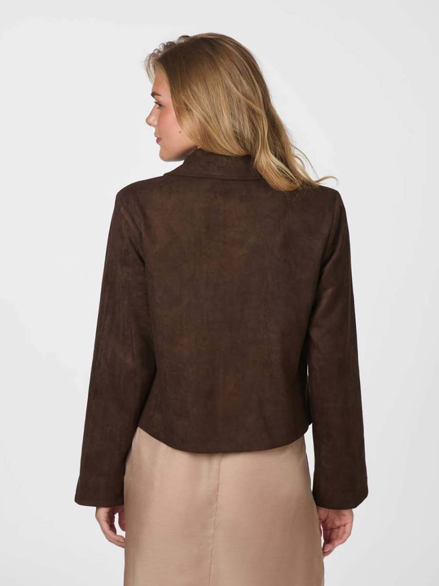 Nilo faux suede jacket dark brown Neo Noir - Afbeelding 3
