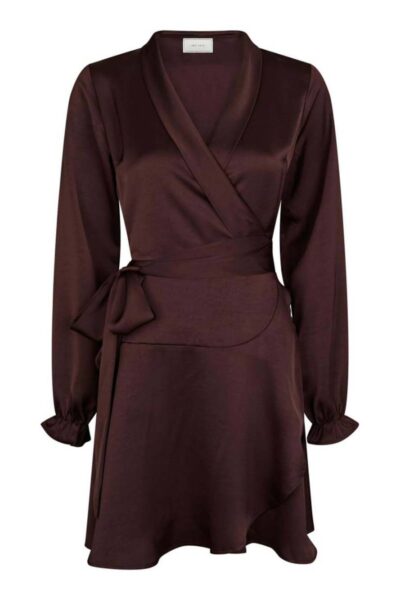 Colbie heavy sateen dress burgundy Neo Noir