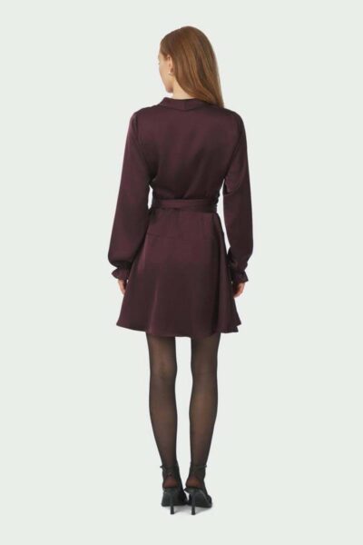 Colbie heavy sateen dress burgundy Neo Noir