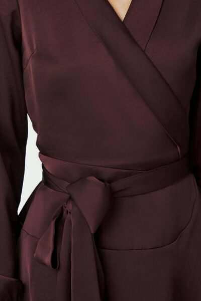 Colbie heavy sateen dress burgundy Neo Noir