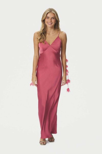 Colly heavy sateen dress cherry pink Neo Noir