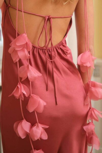 Colly heavy sateen dress cherry pink Neo Noir