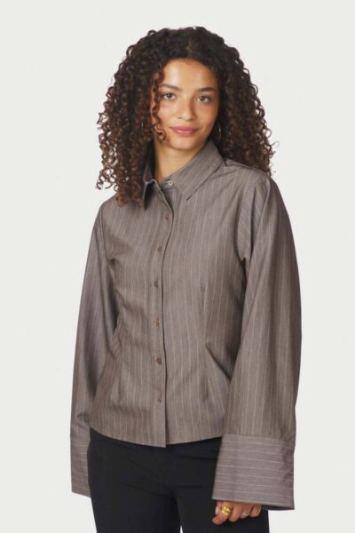 Rosa pinstripe melange shirt dusty brown Neo Noir