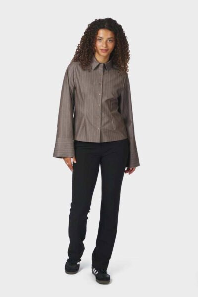 Rosa pinstripe melange shirt dusty brown Neo Noir