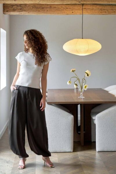 Fayla drapy satin balloon pants brown Neo Noir