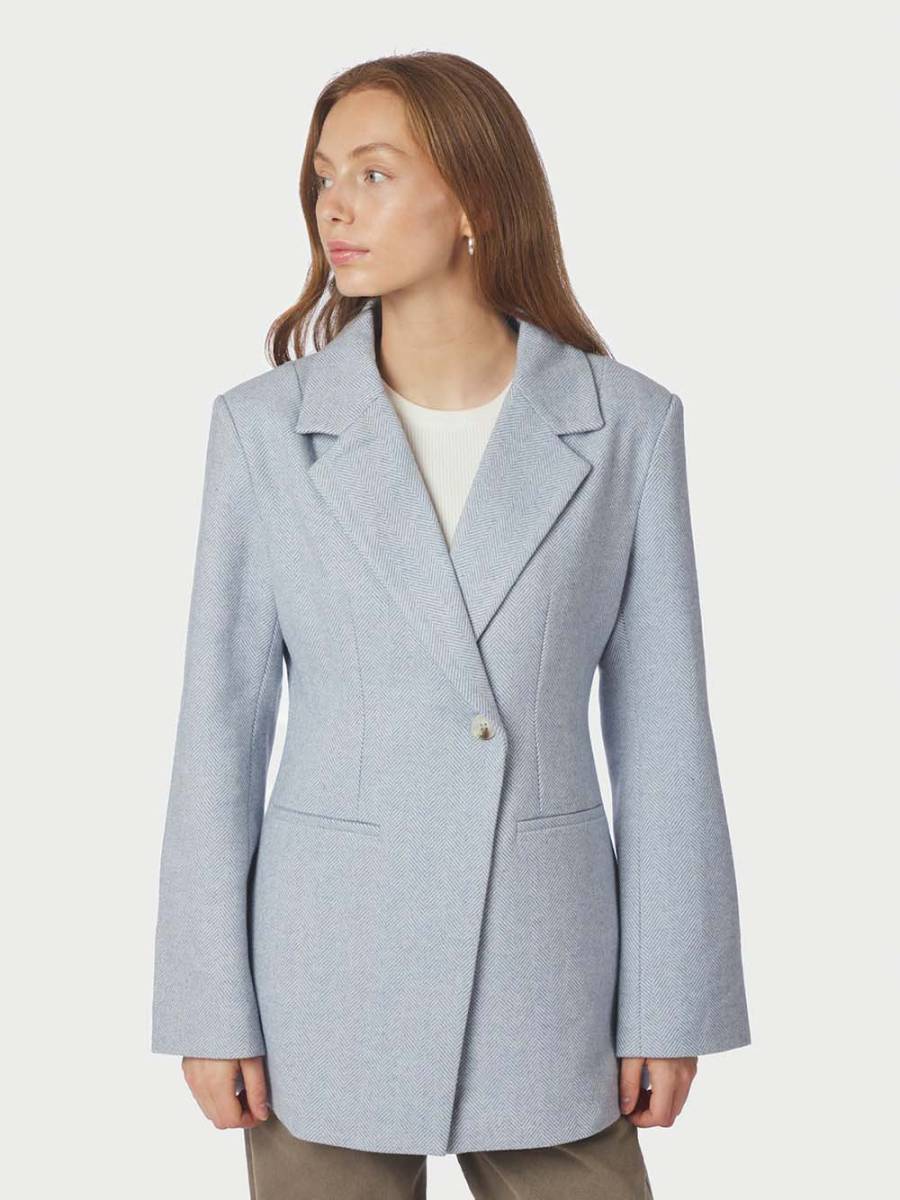 Bowie herringbone blazer light blue Neo Noir - Afbeelding 2