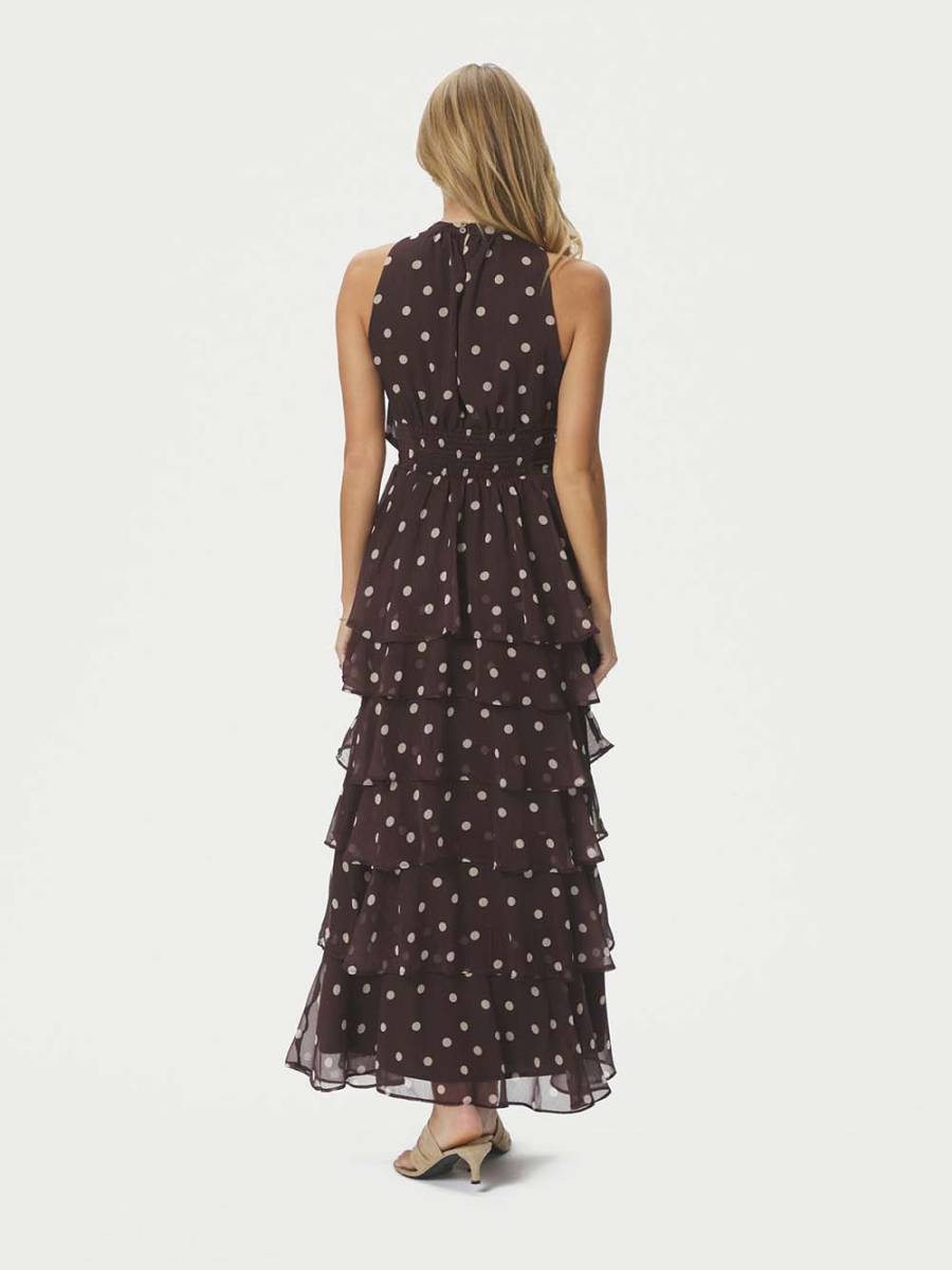 Marli big dot dress brown Neo Noir - Afbeelding 3
