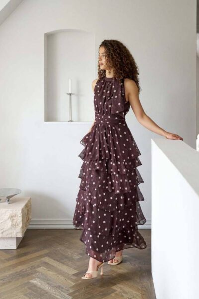 Marli big dot dress brown Neo Noir
