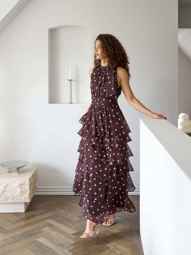 Marli big dot dress brown Neo Noir