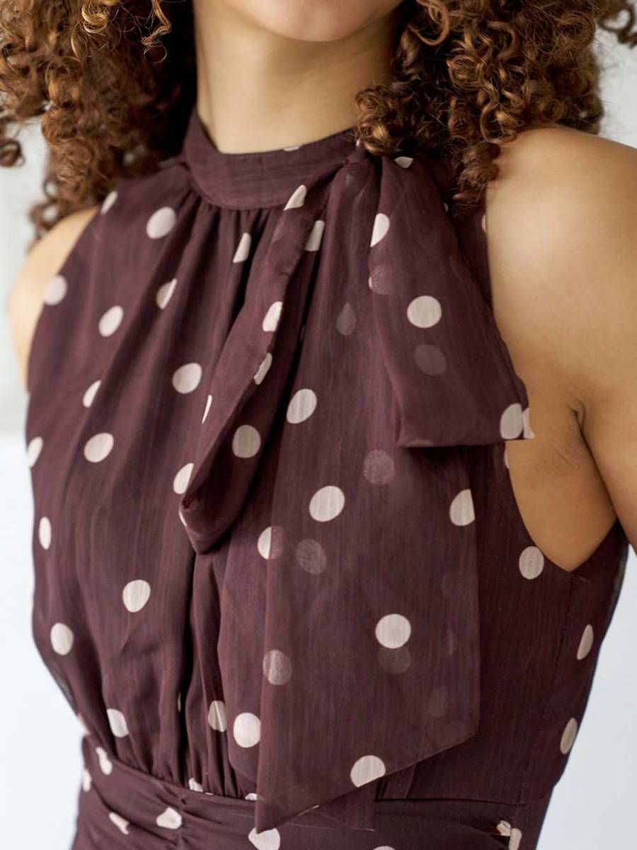 Marli big dot dress brown Neo Noir - Afbeelding 4