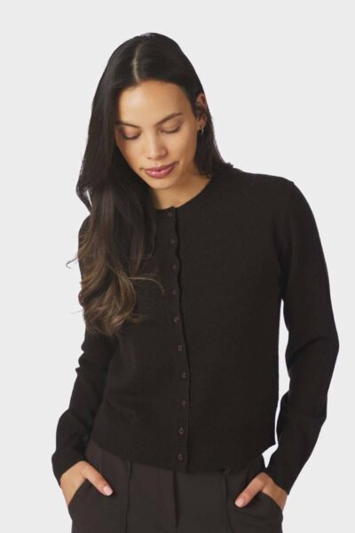 Bina wool knit cardigan dark brown Neo Noir