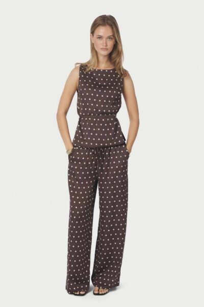 Sebba big dot pants dark brown Neo Noir