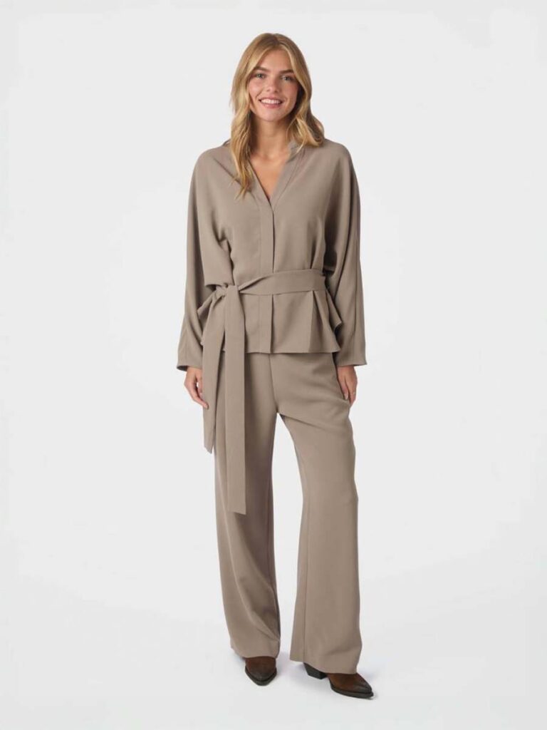 Lunet crepe pants taupe Neo Noir