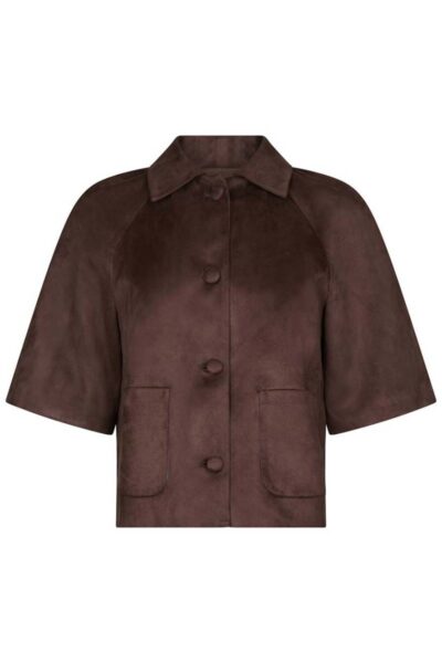 Editta faux suede jacket dark brown Neo Noir