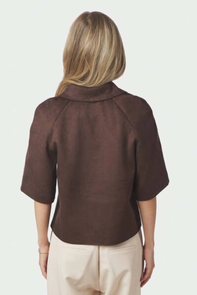 Editta faux suede jacket dark brown Neo Noir