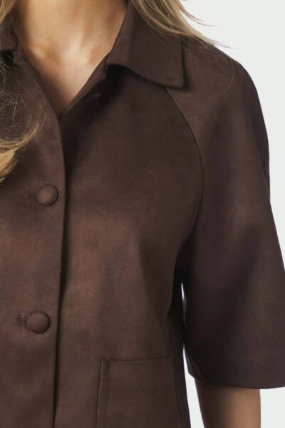 Editta faux suede jacket dark brown Neo Noir