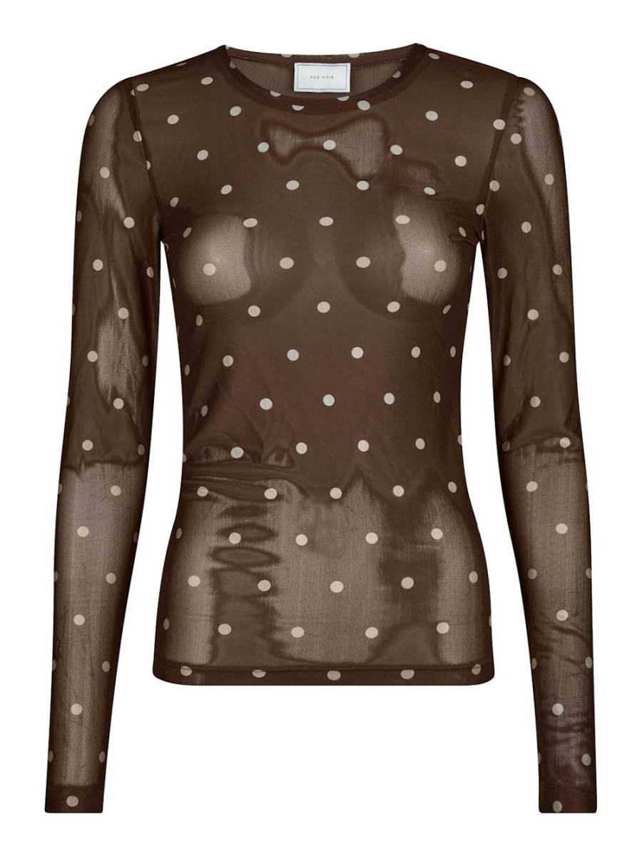 Ella dot blouse brown Neo Noir - Afbeelding 5