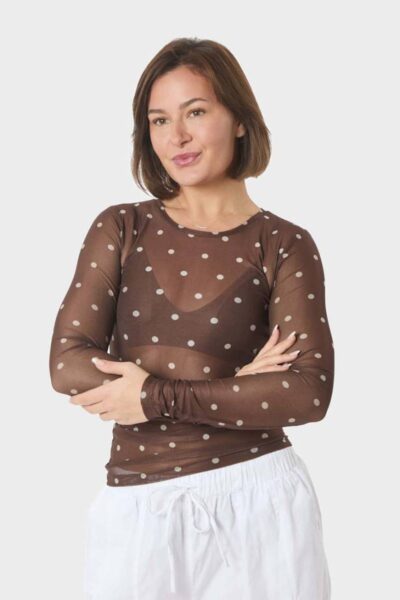 Ella dot blouse brown Neo Noir