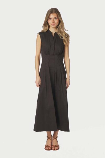 Irena poplin dress chocolate Neo Noir