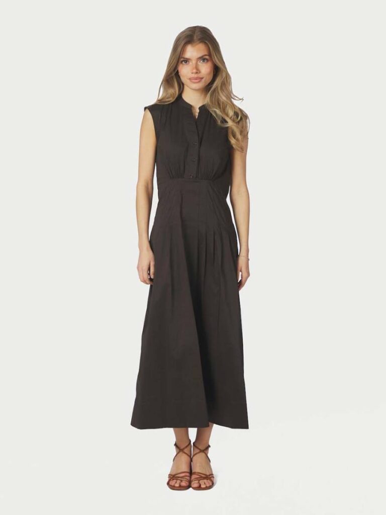 Irena poplin dress chocolate Neo Noir
