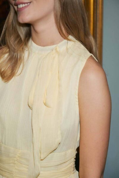 May solid chiffon dress light yellow Neo Noir