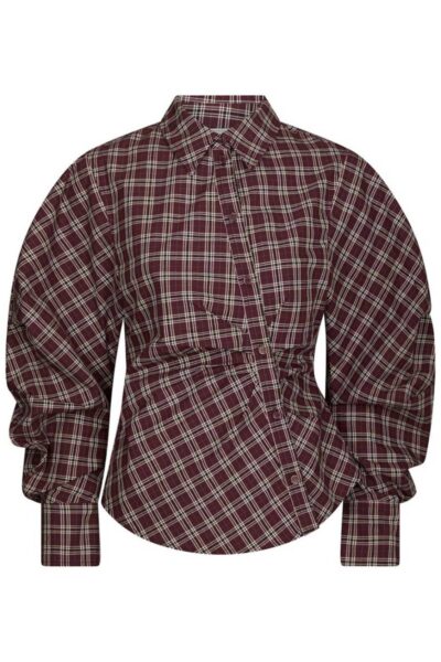 Neoella medium check shirt plum Neo Noir