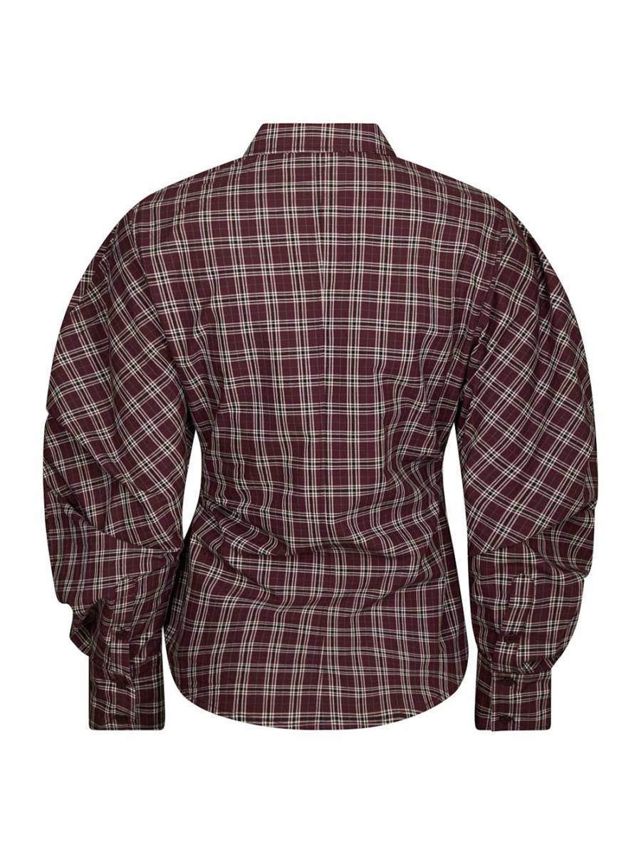 Neoella medium check shirt plum Neo Noir - Afbeelding 5