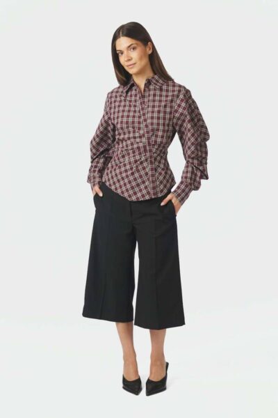 Neoella medium check shirt plum Neo Noir