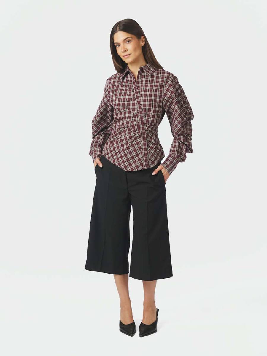 Neoella medium check shirt plum Neo Noir - Afbeelding 3
