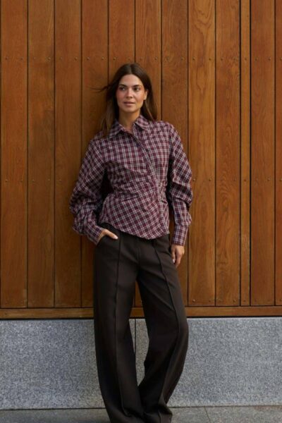 Neoella medium check shirt plum Neo Noir