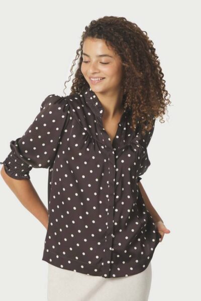 Diana dot blouse dark brown Neo Noir