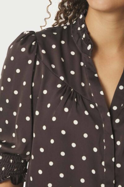 Diana dot blouse dark brown Neo Noir