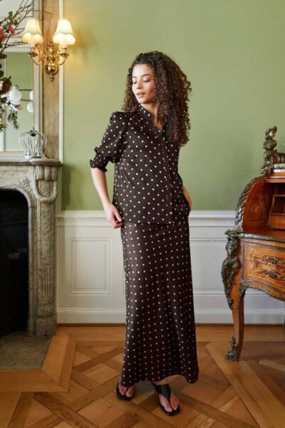 Diana dot blouse dark brown Neo Noir