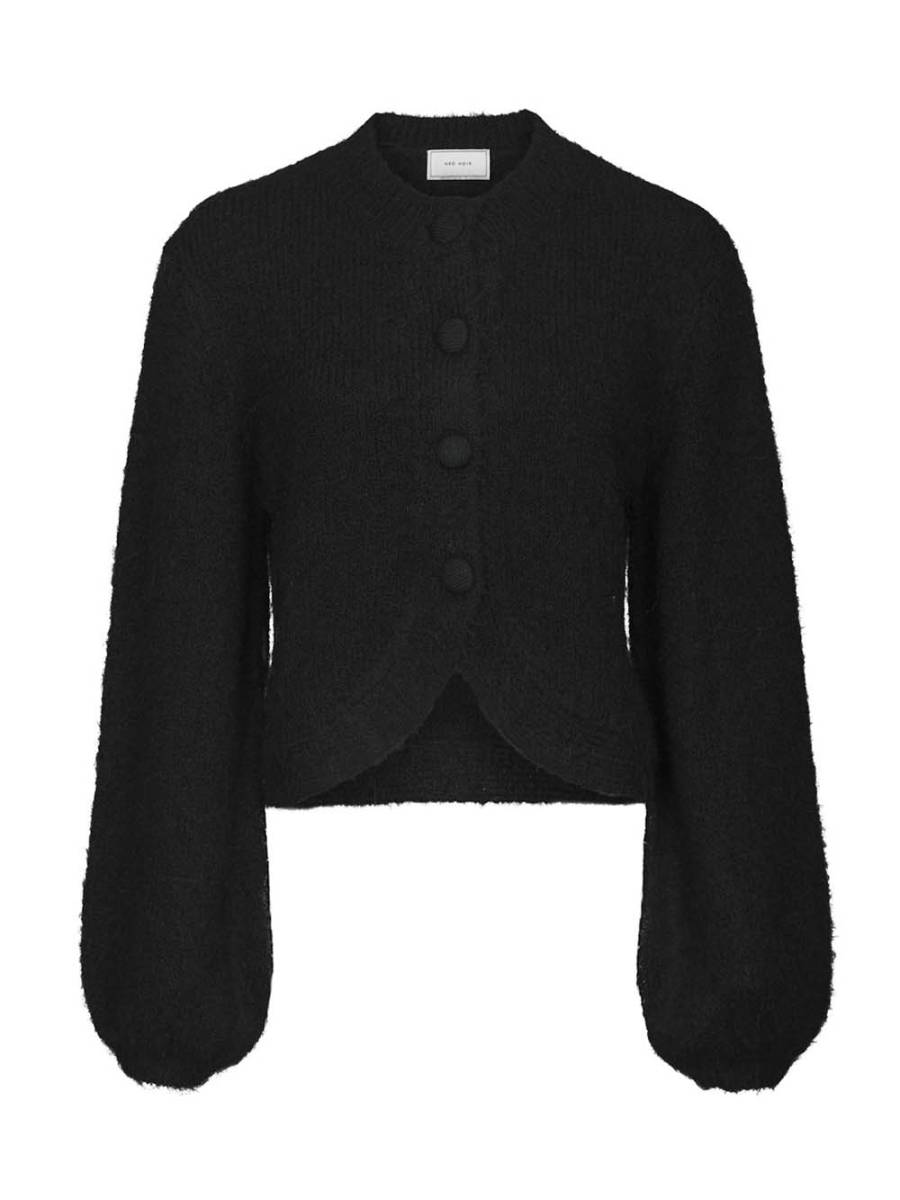 Gio fluffy knit cardigan black Neo Noir - Afbeelding 3