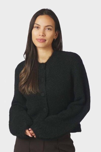 Gio fluffy knit cardigan black Neo Noir