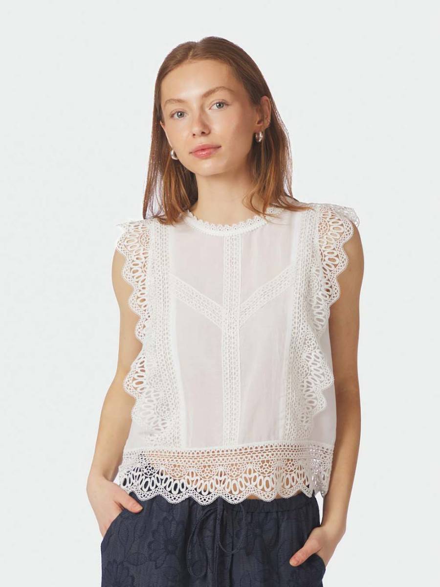 Samia lace top white Neo Noir - Afbeelding 3