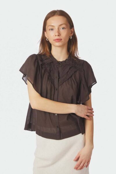 Vinsa voile top dark brown Neo Noir